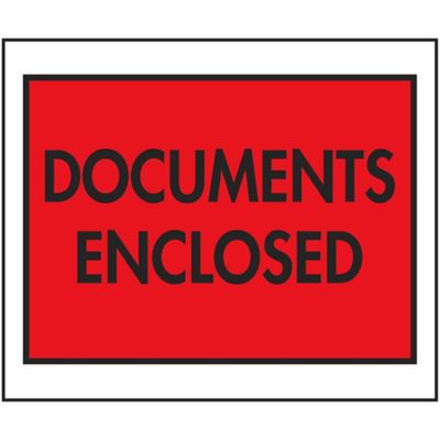 Packing List Envelopes - "Documents Enclosed", Red, 10 x 12" S-6223