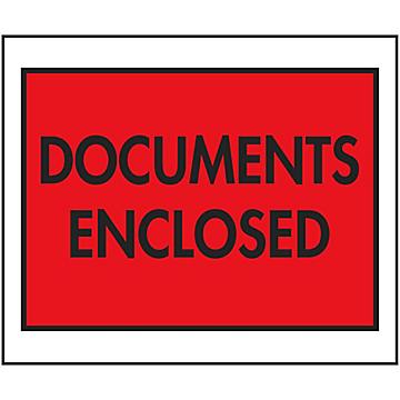 Sobres para Listas de Empaque - "Documents Enclosed", Rojo, 4 1/2 x 5 1/2"