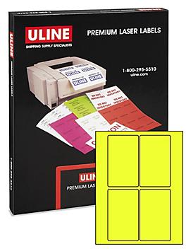 Uline Laser Labels - Fluorescent Yellow, 3 x 5" S-6228Y