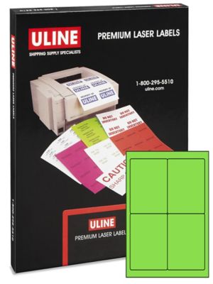 Uline Laser Labels - Fluorescent, 4 x 6"