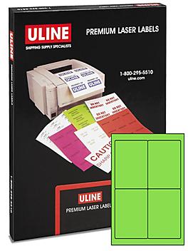 Uline Laser Labels - Fluorescent Green, 4 x 6" S-6229G