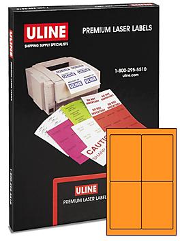Uline Laser Labels - Fluorescent Orange, 4 x 6" S-6229O