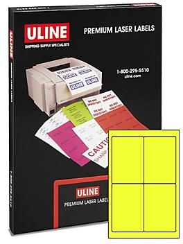 Uline Laser Labels - Fluorescent Yellow, 4 x 6" S-6229Y