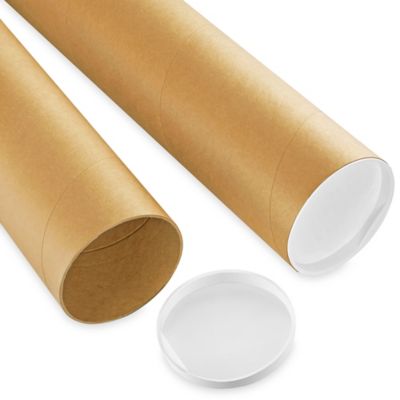 Shipping Tubes ProLine 3 X 24, .070 Thick White Kraft Heavy-Duty Mailing With End Caps (2 Mailing Tubes 24 Inch