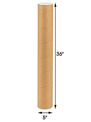Jumbo Kraft Mailing Tubes with End Caps - 5 x 36, .125 Thick - ULINE - Carton of 15 - S-6244