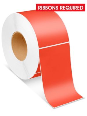 Industrial Thermal Transfer Labels - Red, 4 x 6 1/2", Ribbons Required S-6255R