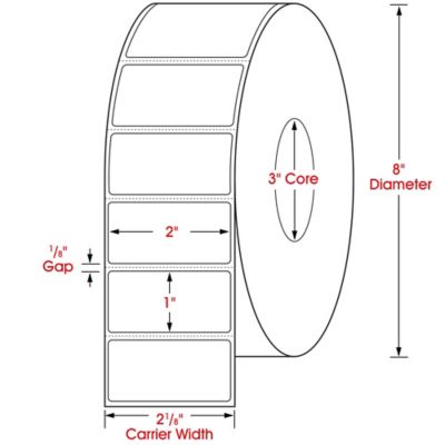 Industrial Direct Thermal Labels - 2 x 1