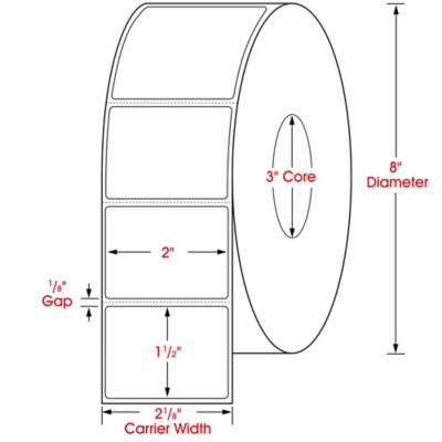 Industrial Direct Thermal Labels - 2 x 1 1/2