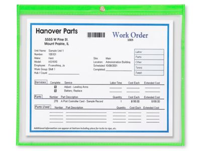 Job Ticket Holders - 15 x 12", Green S-6415G
