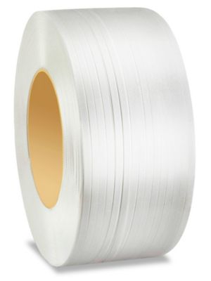 9 x 8" Core Machine Strapping - 1/2" x .023" x 9,900', White S-6432