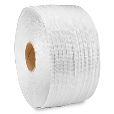 1-1/4 x 1100 Ft. x 4500 lb Break White Woven Polyester Cord Strapping