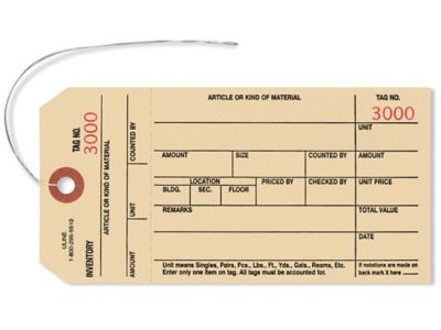 1-Part Stub Style Inventory Tags - Pre-wired, #3000 - 3999 S-6445PW