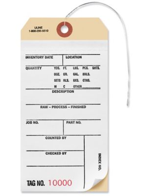 2-Part Inventory Tags - Carbonless, Pre-wired, #10000 - 10499 S-6465PW