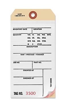 3-Part Inventory Tags - Carbonless, #3500 - 3999