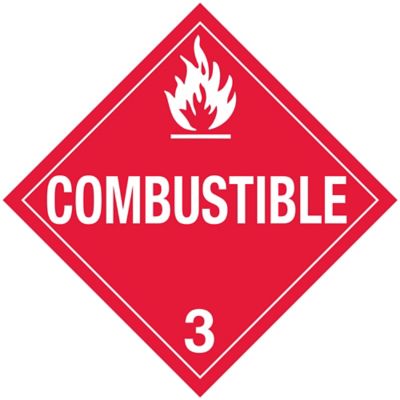 D.O.T. Placard - "Combustible", Tagboard