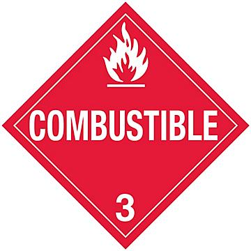 D.O.T. Placard - "Combustible", Tagboard