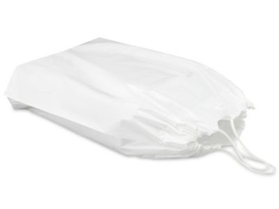 WHITE Plastic Bag with, Cotton Drawstring., 16 x 18 x 4 1.75 mil. , Comes  with a 3 bottom gusset. 100