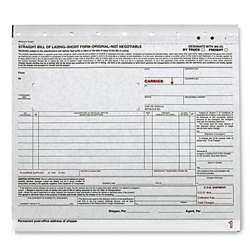 3-Part Bill of Lading - Carbon, No Numbers, No Print S-6665