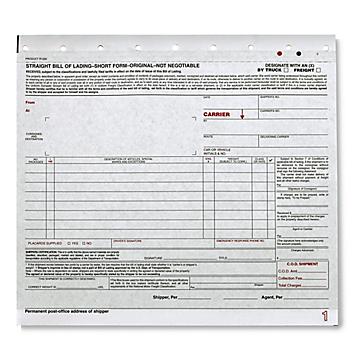4-Part Bill of Lading - Carbon, No Numbers, No Print S-6666