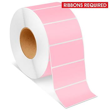 Industrial Thermal Transfer Labels - Pink, 4 x 2", Ribbons Required S-6797P