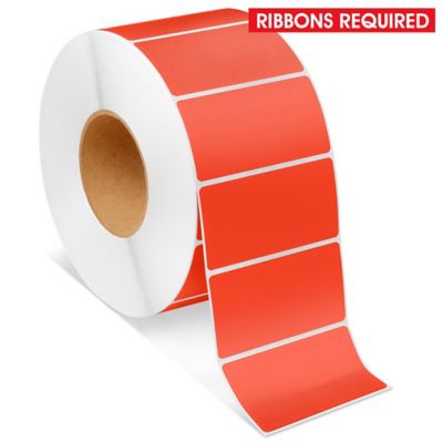Industrial Thermal Transfer Labels - Red, 4 x 2", Ribbons Required S-6797R