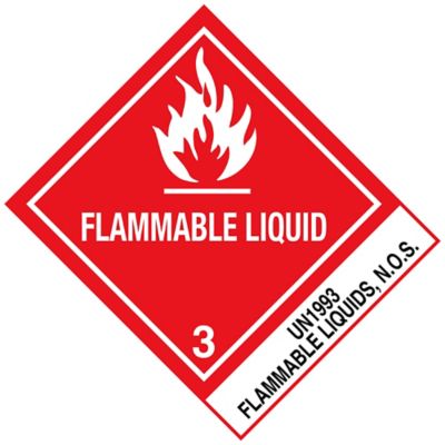 D.O.T. Labels "Flammable Liquids, N.O.S. UN 1993", 4 x 4 3/4" S690