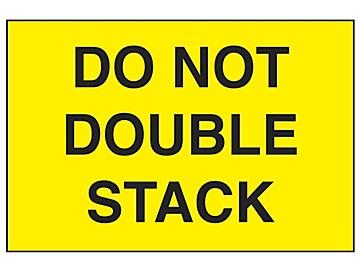 Etiqueta Adhesiva "Do Not Double Stack" - Amarillo Fluorescente, 2 x 3"