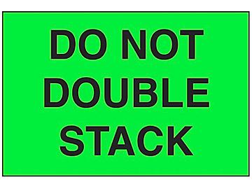 Etiqueta Adhesiva "Do Not Double Stack" - Verde Fluorescente, 2 x 3"