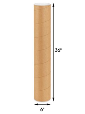 1 1/2 x 6 Brown Mailing Tubes With End Caps .060 Gauge