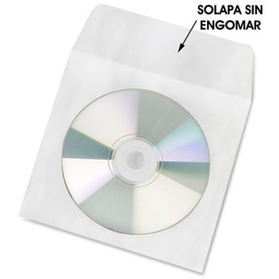 Sobres de Papel para CDs - 5 x 5", Blanco S-7067