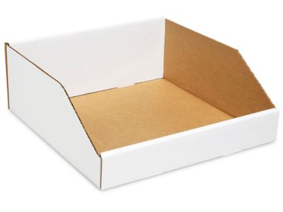White Corrugated Parts Bins - 12 x 12 x 4 1/2" S-707