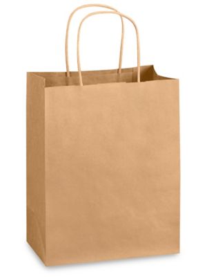 Kraft Tinted Color Shopping Bags - 8 x 4 1/2 x 10 1/4, Cub, Green S-8591G  - Uline