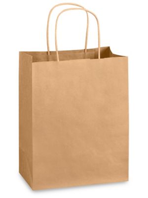 Kraft Paper Shopping Bags - 8 x 4 1/2 x 10 1/4, Cub S-7098 - Uline