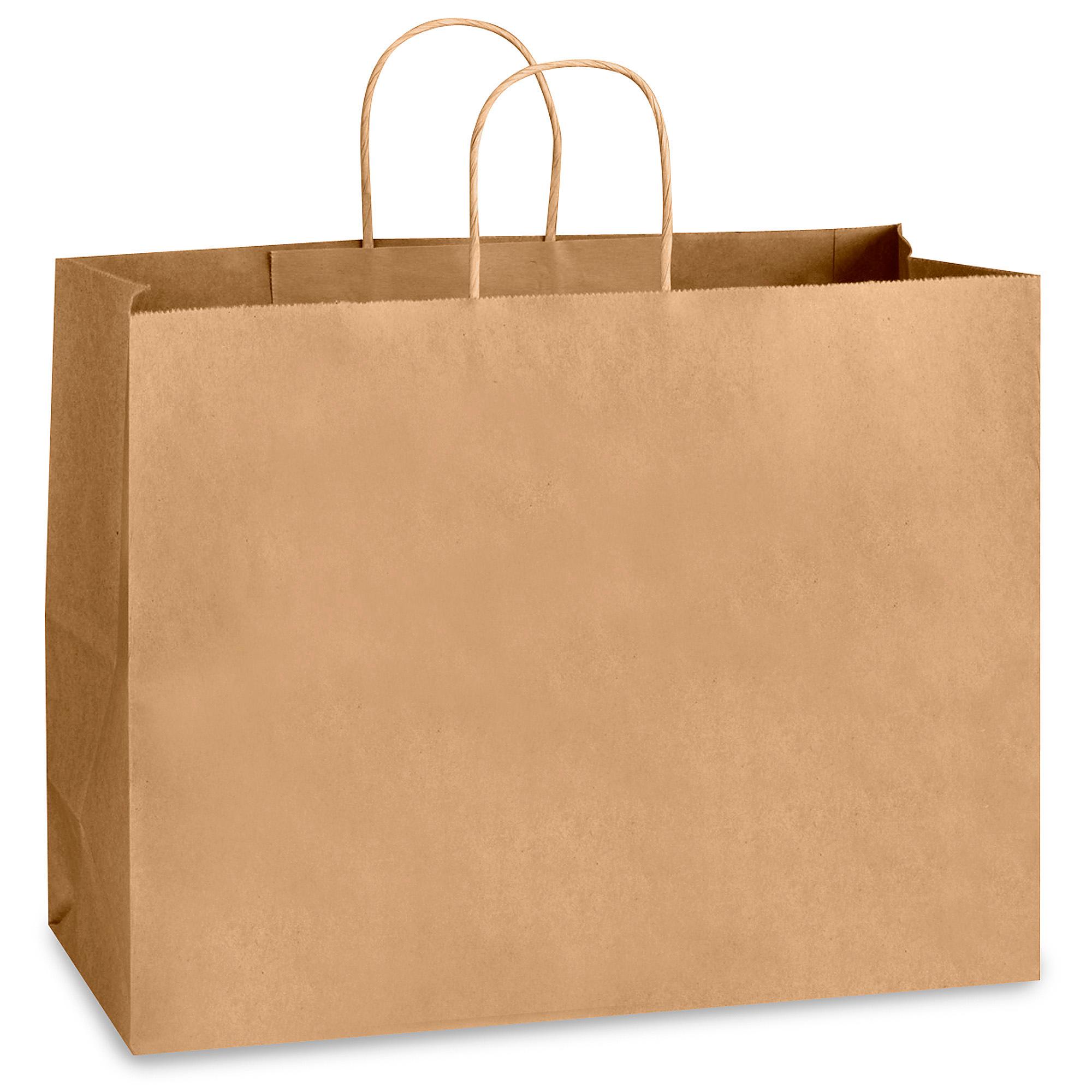 Shopping Bags - Kraft Paper - 16 x 6 x 12, Vogue - ULINE Canada - Carton of 250