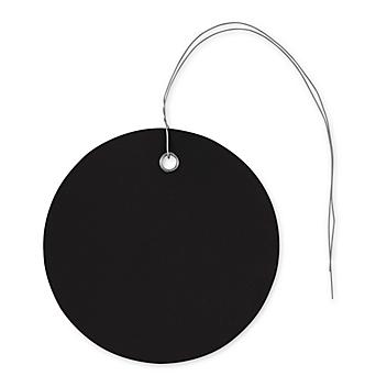 Plastic Tags - 3" Circle, Black, Pre-wired S-7219BL-PW