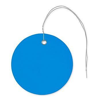 Plastic Tags - 3" Circle, Blue, Pre-wired S-7219BLU-PW