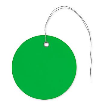 Plastic Tags - 3" Circle, Green, Pre-wired S-7219G-PW