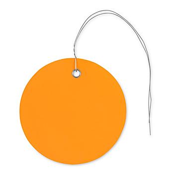 Plastic Tags - 3" Circle, Orange, Pre-wired S-7219O-PW