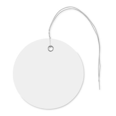 Plastic Tags - 3" Circle, White, Pre-wired S-7219W-PW