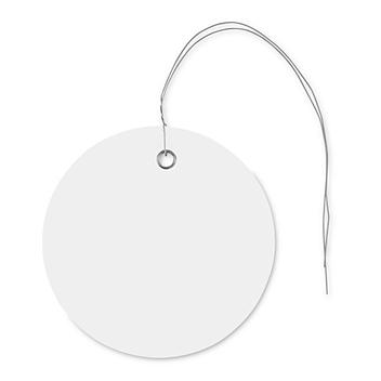 Plastic Tags - 3" Circle, White, Pre-wired S-7219W-PW