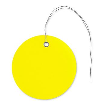 Plastic Tags - 3" Circle, Yellow, Pre-wired S-7219Y-PW