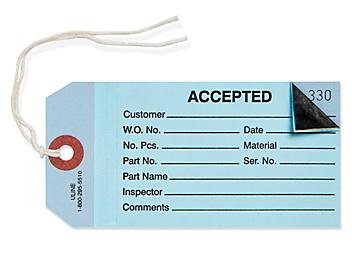 2-Part Inspection Tags - "Accepted", Blue, Pre-strung S-7221BLUPS