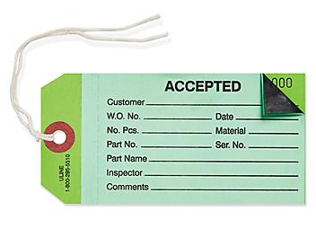 2-Part Inspection Tags - "Accepted", Green, Pre-strung S-7221GPS