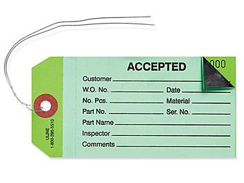 2-Part Inspection Tags - "Accepted", Green, Pre-wired S-7221GPW