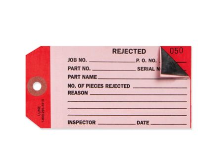  2-Part Inspection Tags - "Rejected"