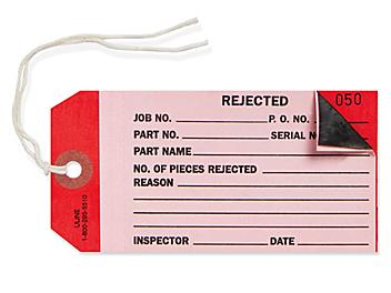 2-Part Inspection Tags - "Rejected", Pre-strung S-7222PS