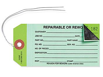 2-Part Inspection Tags - "Repairable/Rework", Pre-wired S-7223PW
