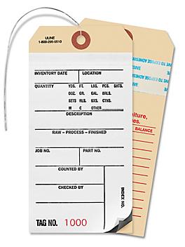 2-Part Inventory Tags with Adhesive Strip - Carbon, Pre-wired, #1000 - 1499 S-7225PW