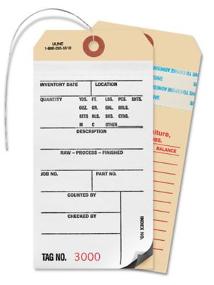 2-Part Inventory Tags with Adhesive Strip - Carbon, Pre-wired, #3000 - 3499 S-7229PW