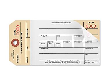 2-Part Stub Style Inventory Tags - Carbonless, #0000-0499